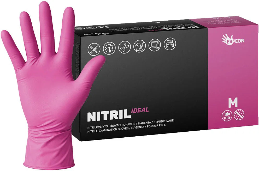 NITRIL IDEAL nitrilové rukavice, 100 ks, nepudrované, magenta