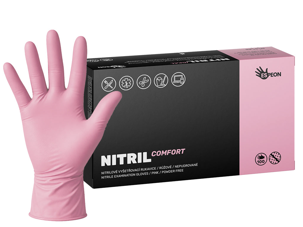 NITRIL COMFORT nitrilové rukavice, 100 ks, nepudrované, ružové