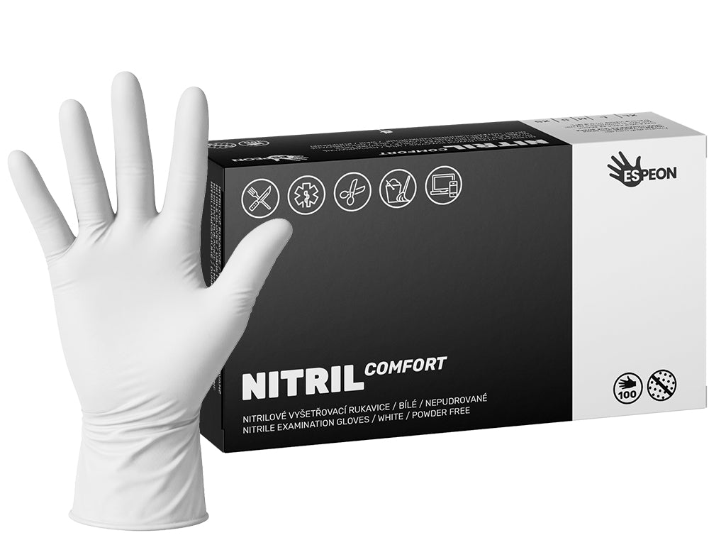 NITRIL COMFORT nitrilové rukavice, 100 ks, nepudrované, biele