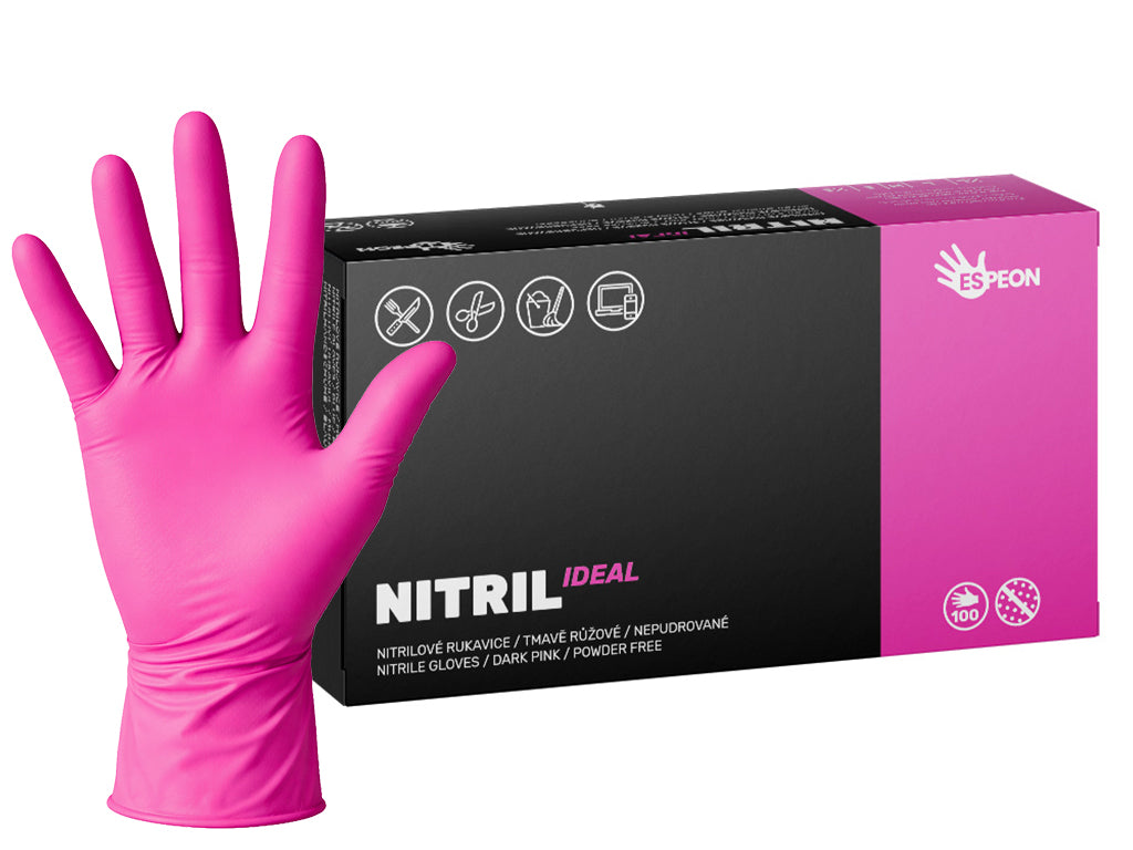 NITRIL IDEAL nitrilové rukavice, 100 ks, nepudrované, tmavo ružové