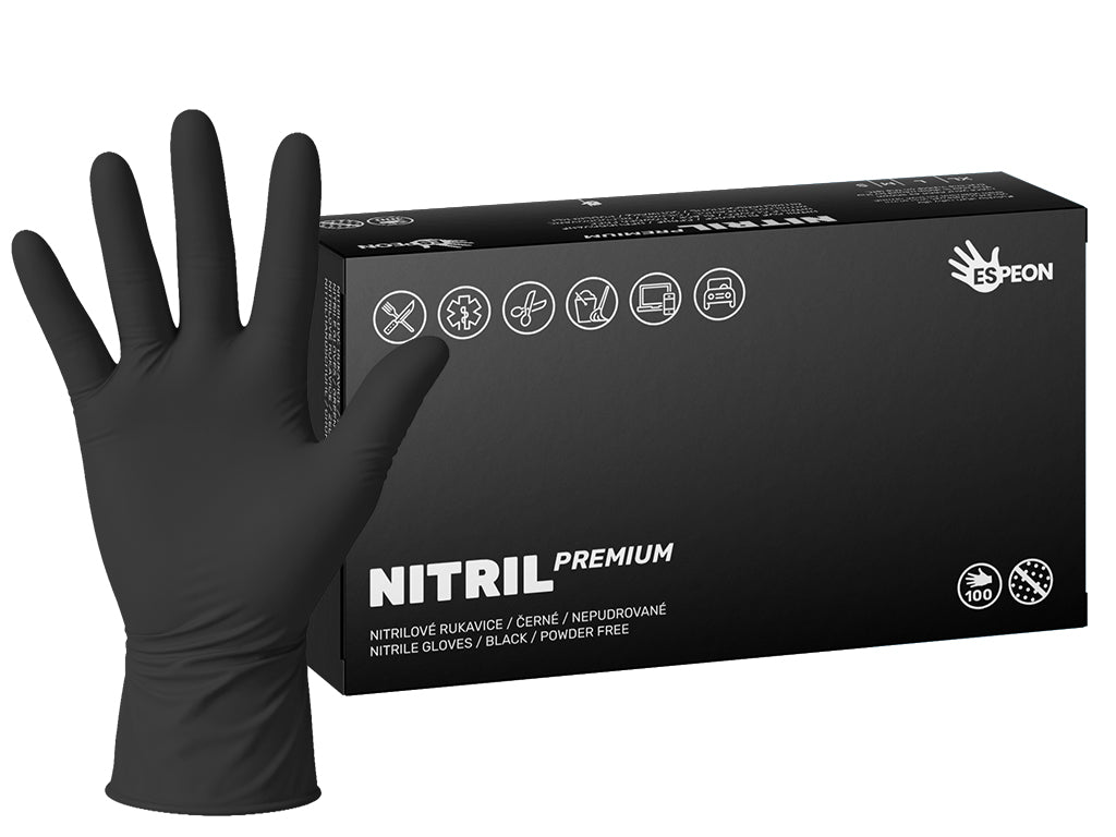 NITRIL PREMIUM nitrilové rukavice, 100 ks, nepudrované, čierne